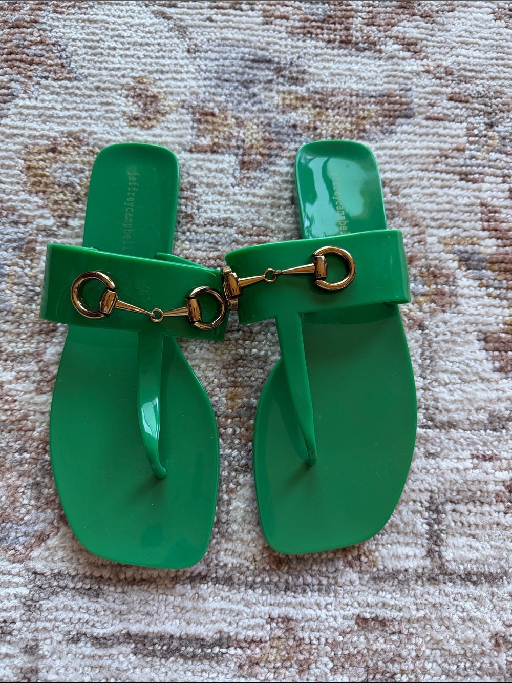 Jeffery Campbell Green Women's Slide Sandals with Gold Bit Detail Sz 9